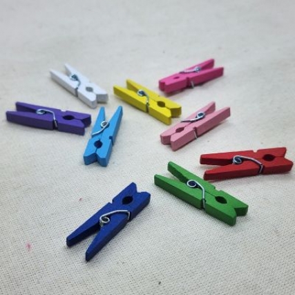 Broche clip 3 cm madera color  x 50 uni