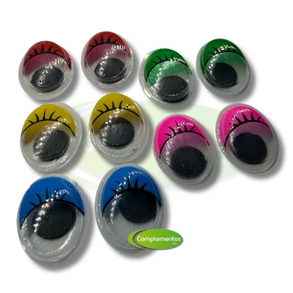 Ojo movil color oval 16x12 x 100 unid