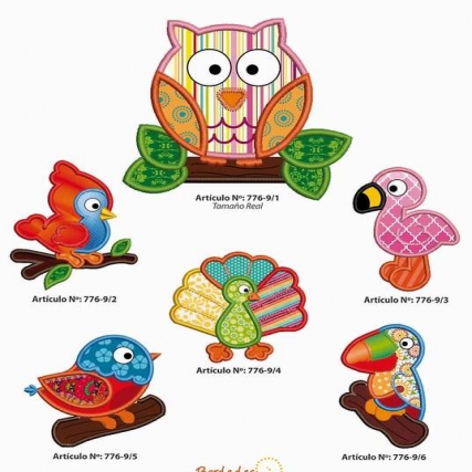 Aplicacion aves collage surt. x 4 uni
